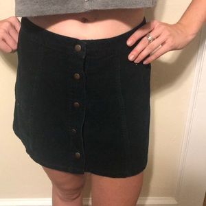 Corduroy emerald snap button mini skirt